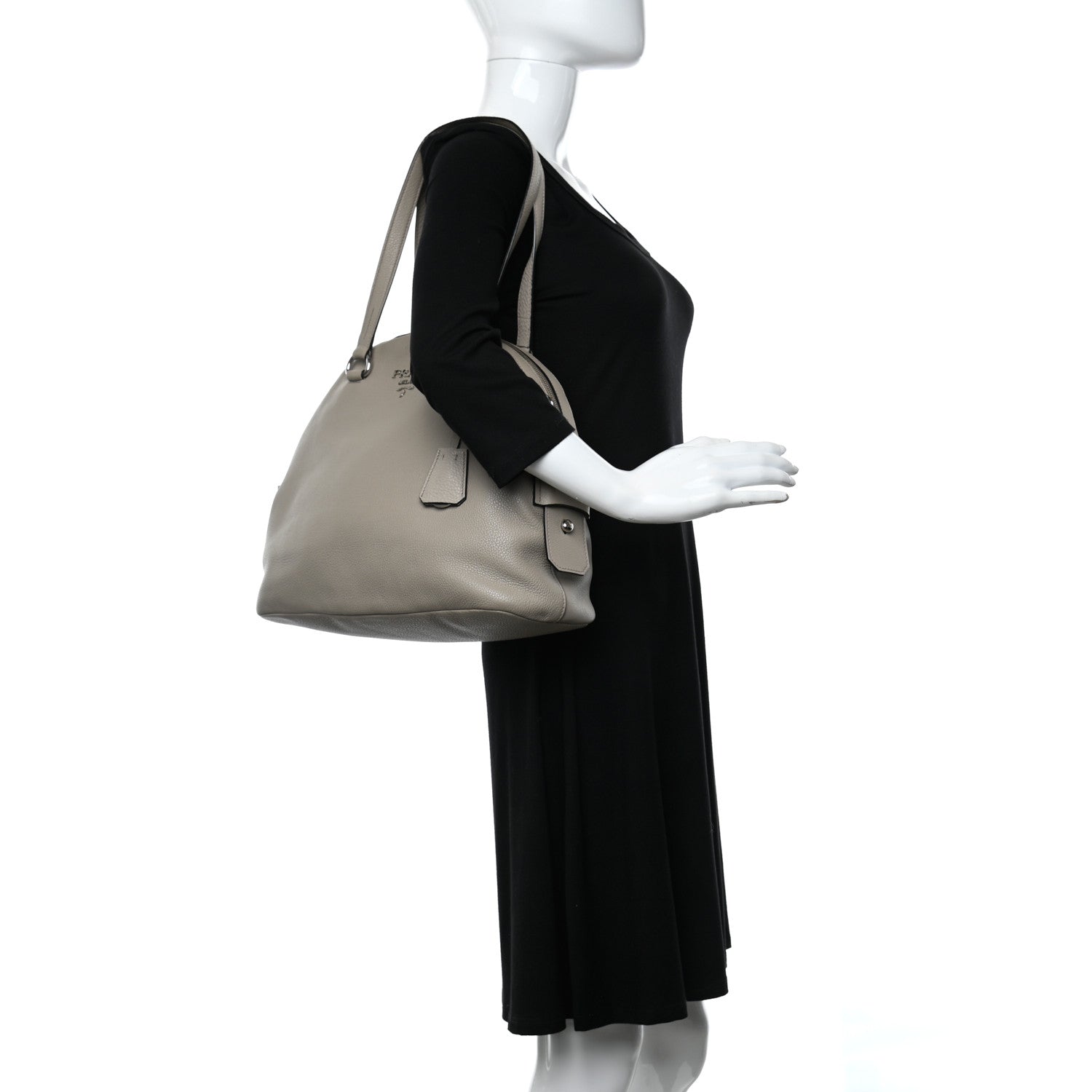 Prada Vitello Daino Shoulder Bag Pomice 2 of 10