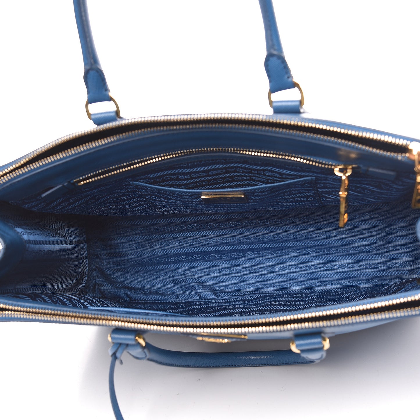 Saffiano Large Galleria Double Zip Tote Cobalto