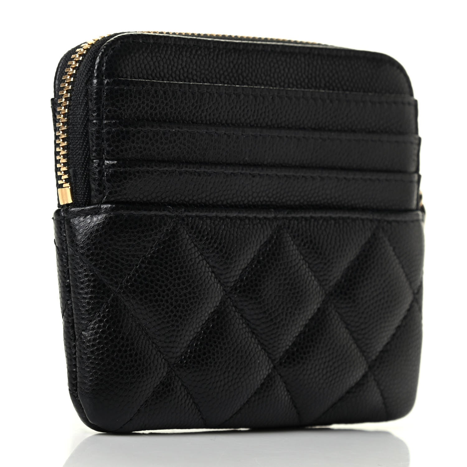 Chanel Caviar Quilted Zip Card Holder Wallet Black 3 of 8