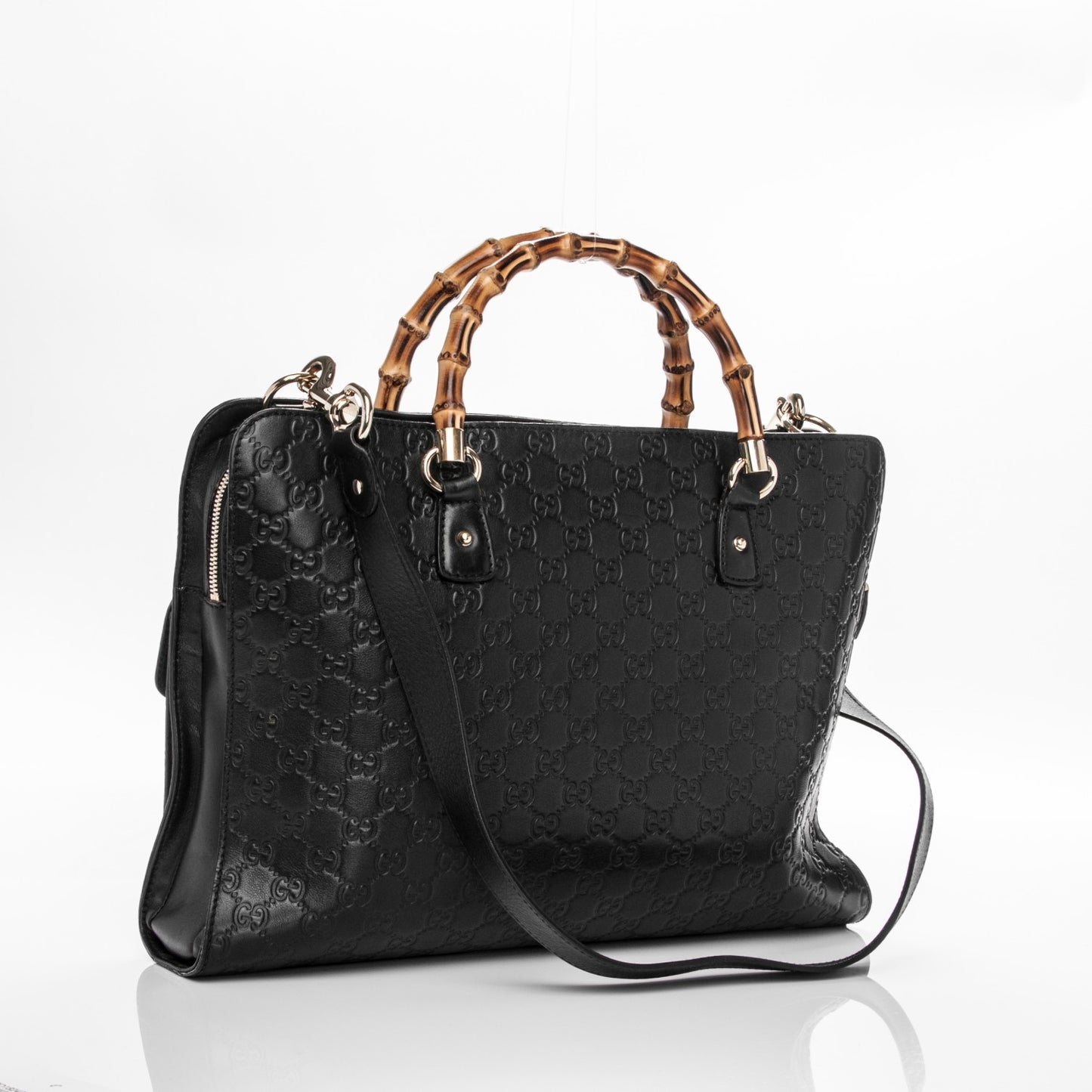 Guccissima Bamboo Messenger Bag Black