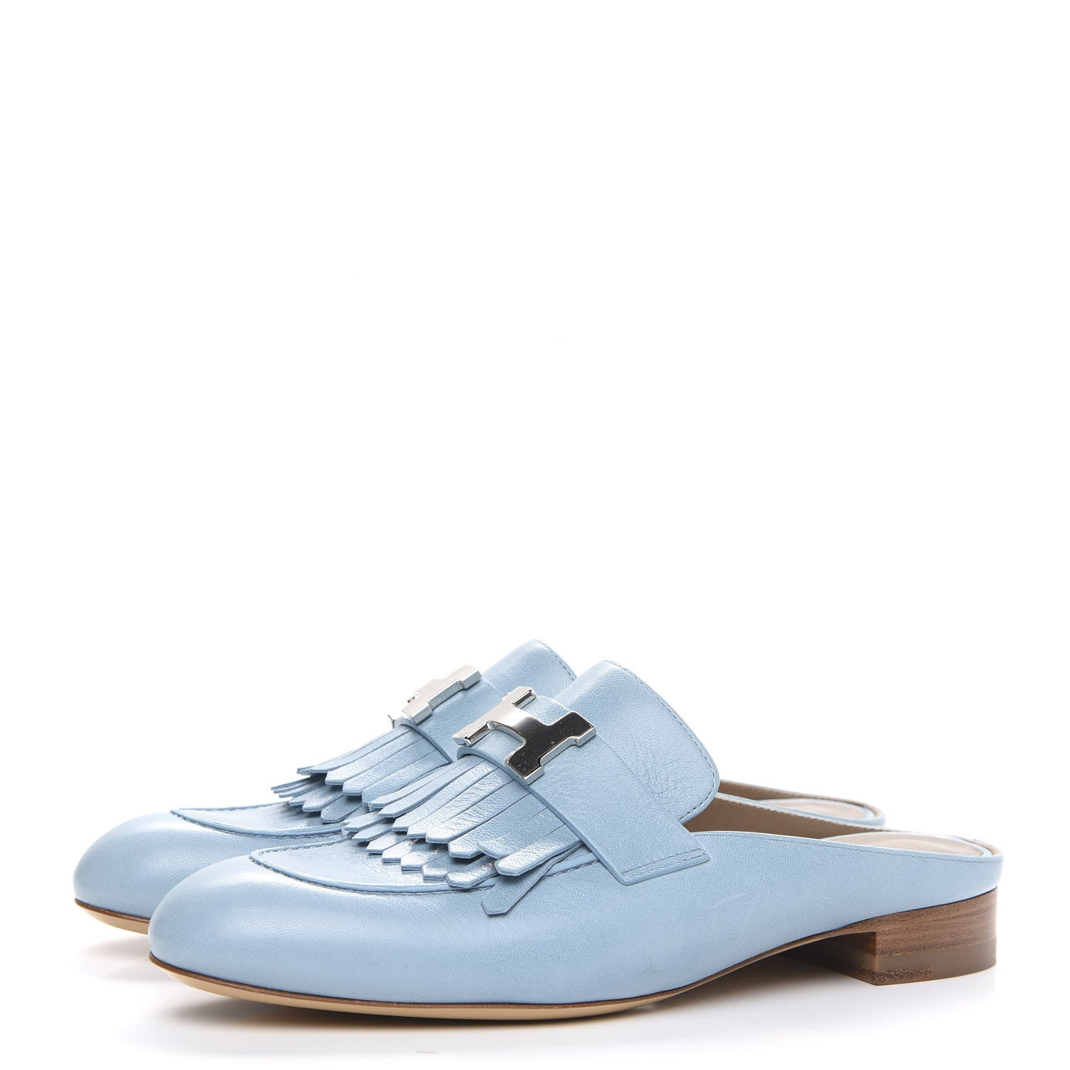 Hermes Goatskin Rivoli Mules 36.5 Bleu Ciel 3 of 9