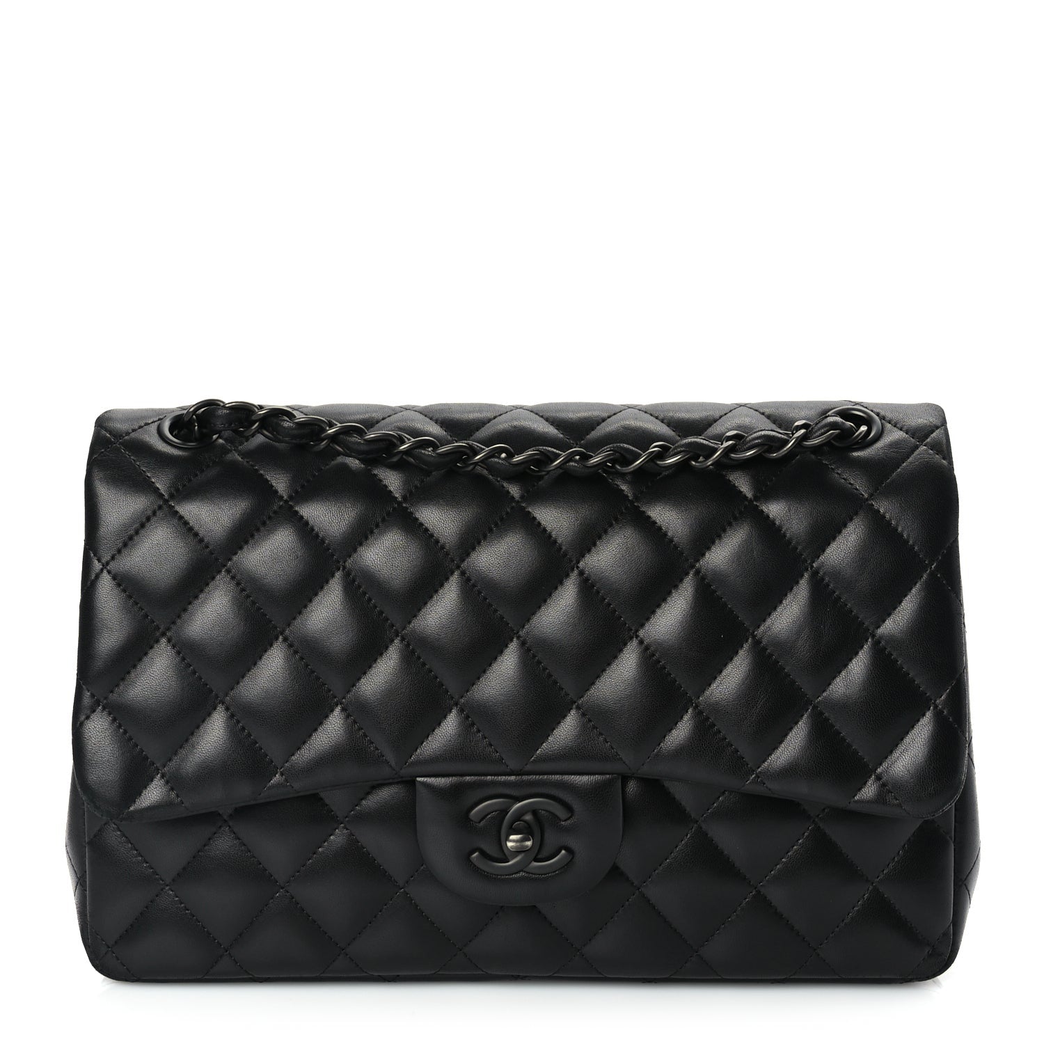 Chanel Lambskin Quilted Jumbo Double Flap So Black So Black 1 of 9