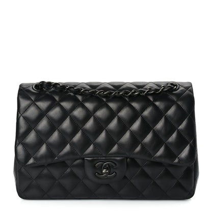 Chanel Lambskin Quilted Jumbo Double Flap So Black So Black 1 of 9