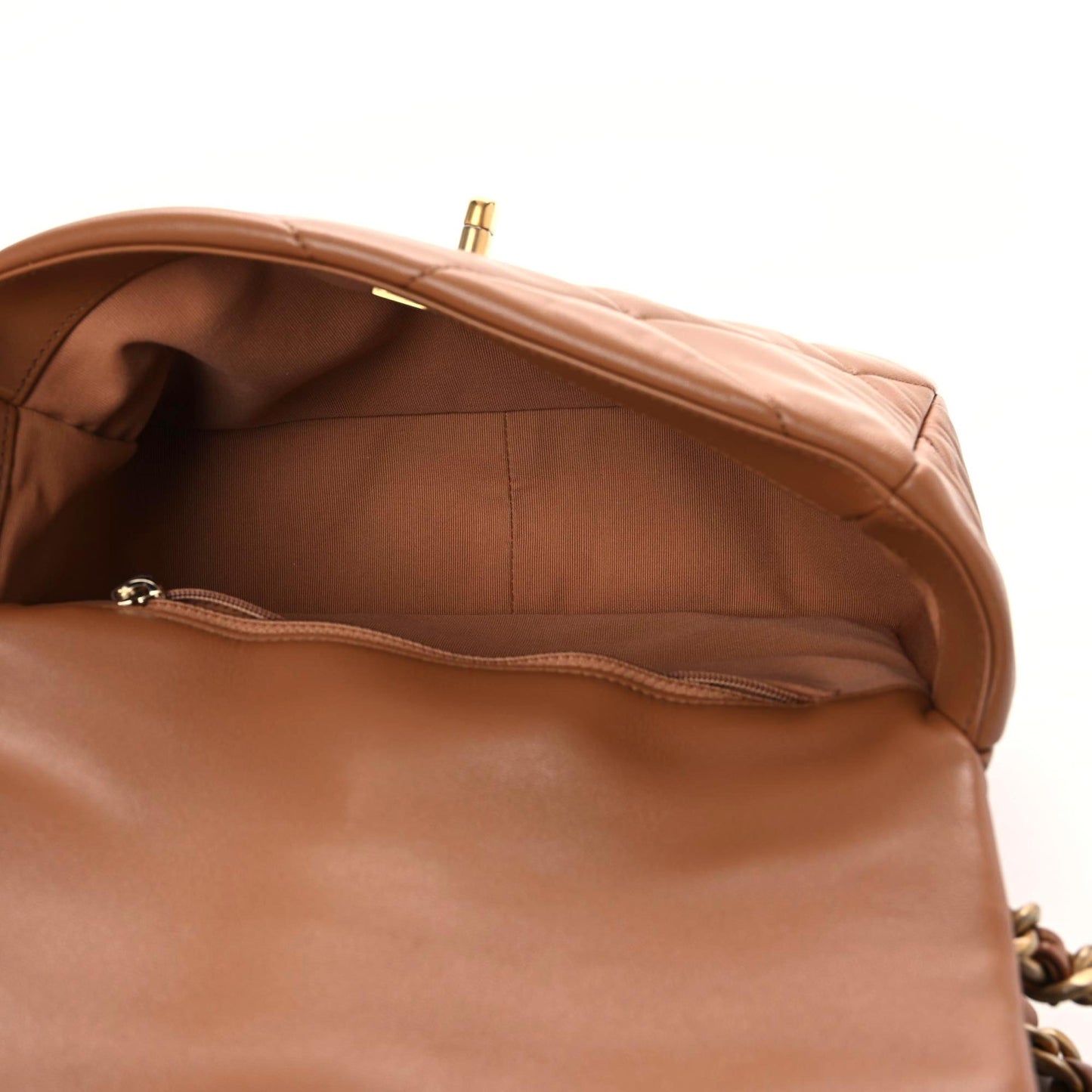 Lambskin Quilted Medium Chanel 19 Flap Brown