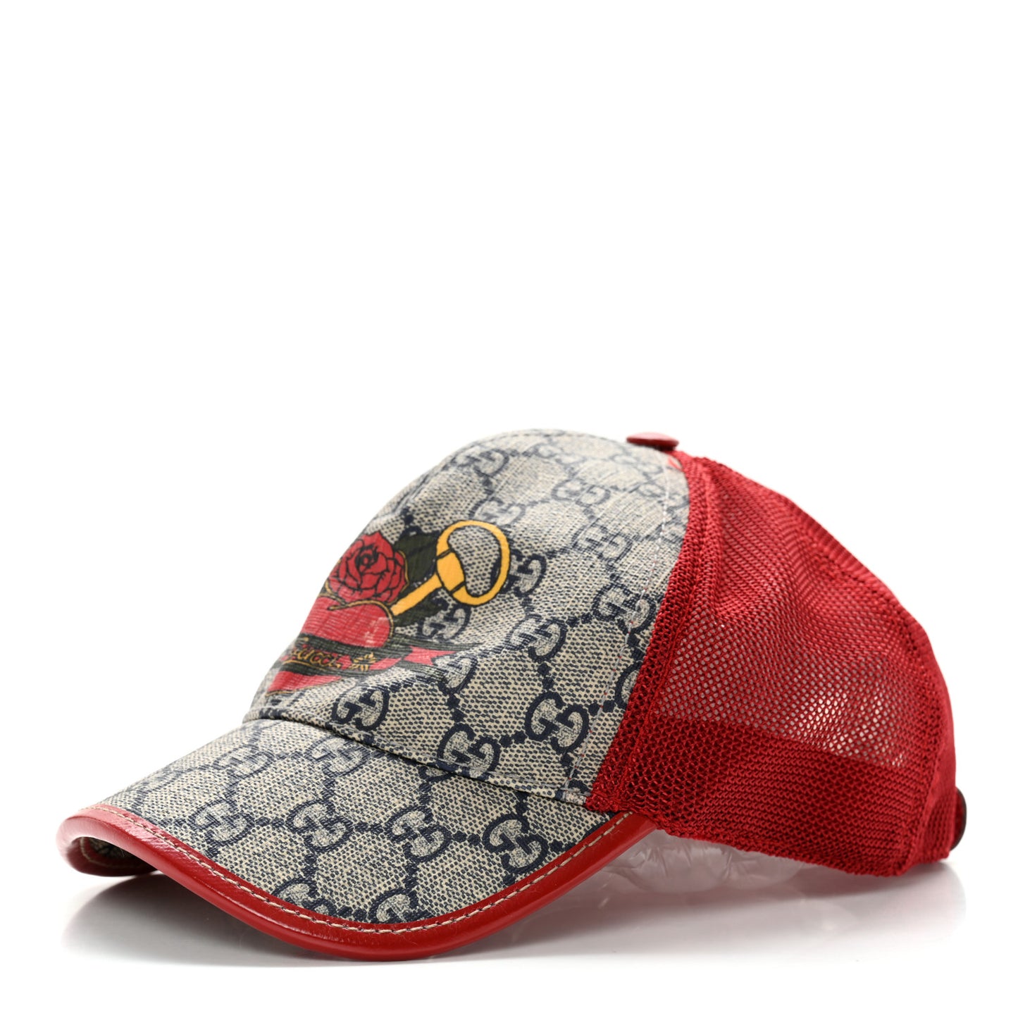 GG Supreme Monogram Baseball Hat S Beige Red Multicolor