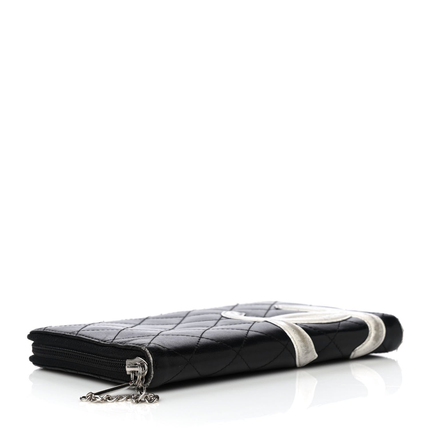 Chanel Calfskin Cambon Zip Around Organizer Wallet Black White 4 of 13