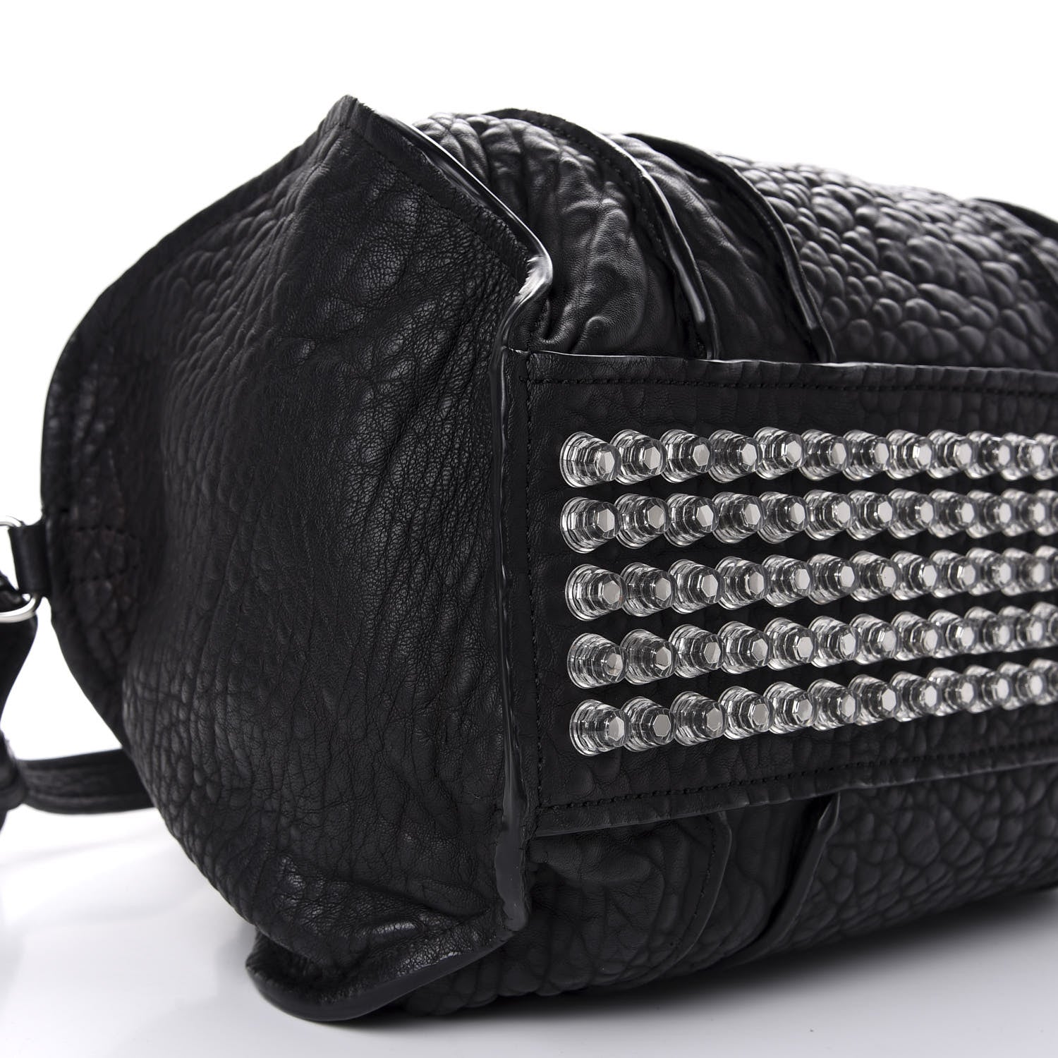 Alexander Wang Pebbled Lambskin Inside Out Rocco Black Clear Resin Hardware 8 of 10