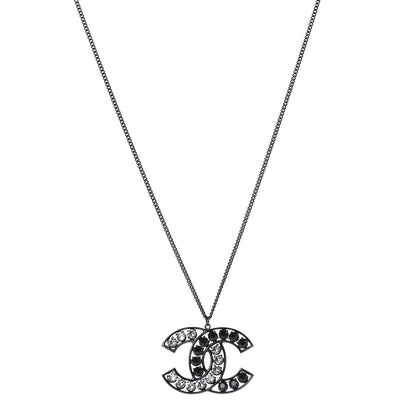 Chanel Ruthenium Crystal CC Necklace Black 1 of 5