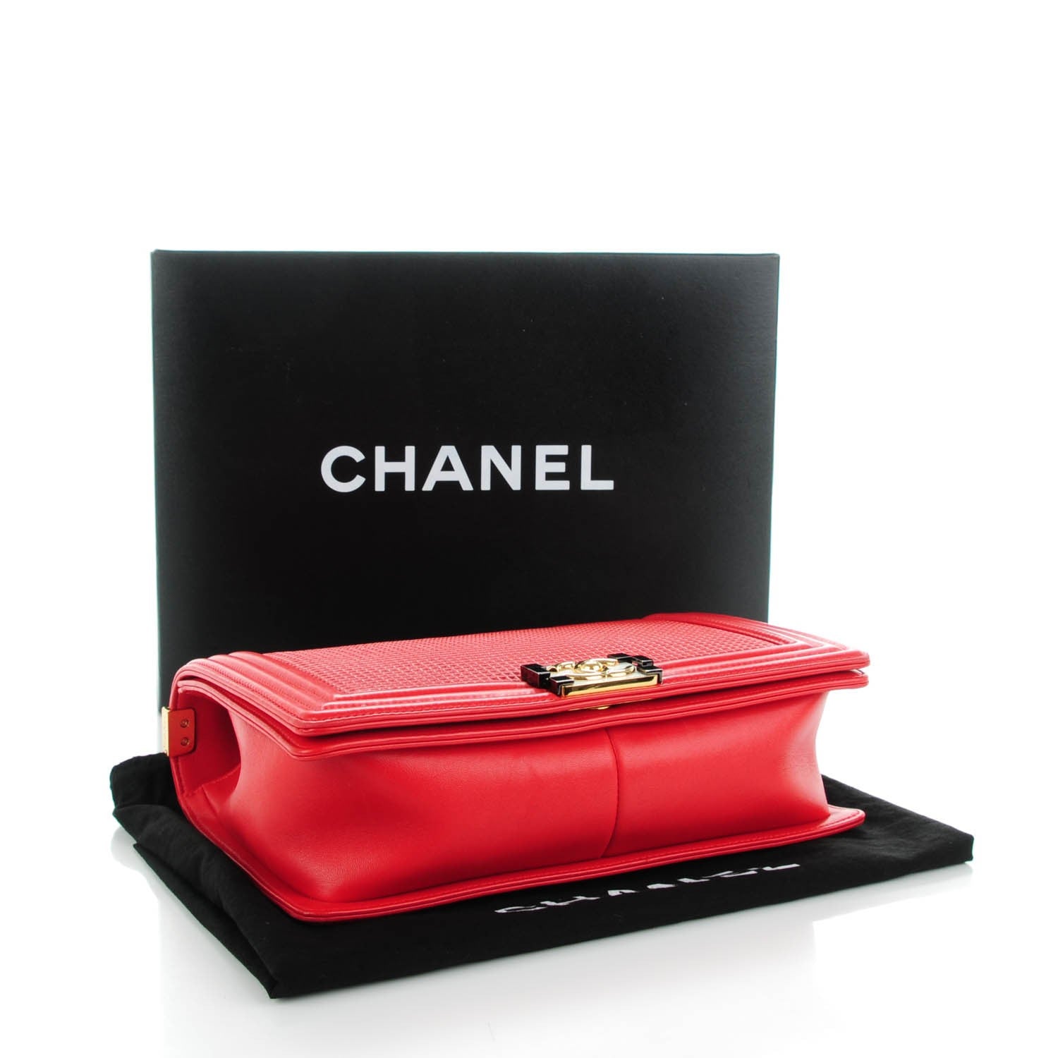 Chanel Lambskin Square Quilted Large Boy Cube Flap Red 4 of 8