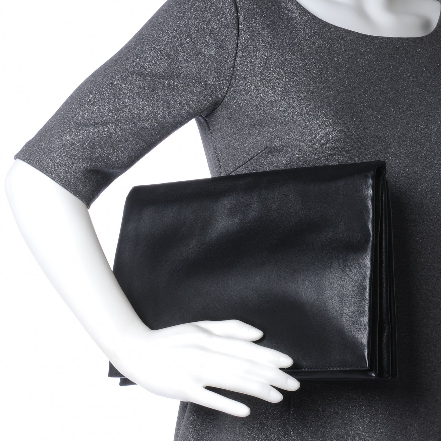 Leather Roll Clutch Black