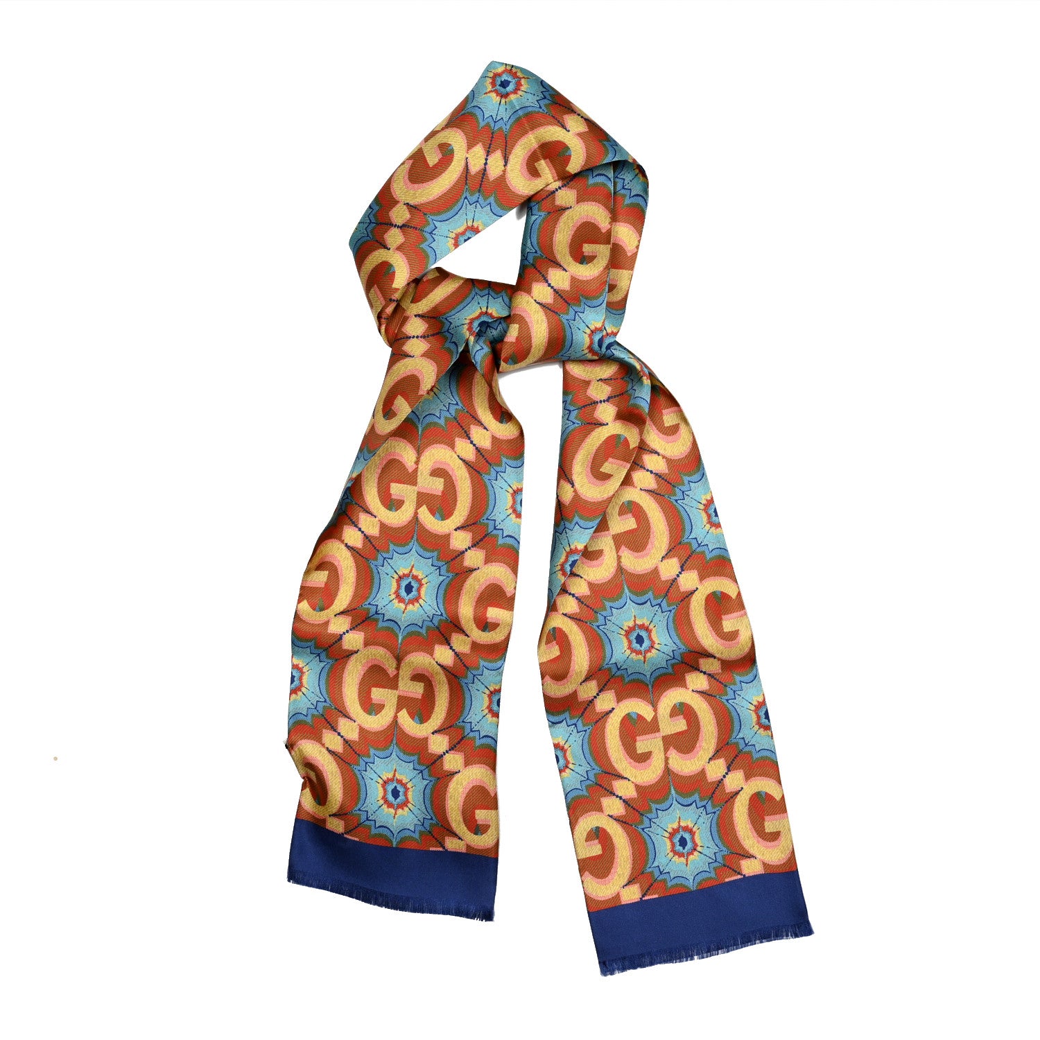 Gucci Silk Twill Sr Chocy Scarf Light Brown Yellow 1 of 10