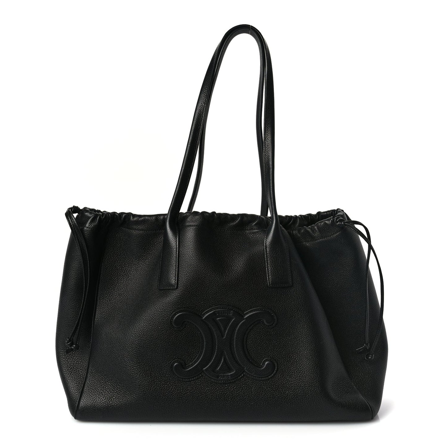 Smooth Calfskin Cuir Triomphe Cabas Drawstring Black