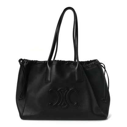Celine Smooth Calfskin Cuir Triomphe Cabas Drawstring Black 1 of 8