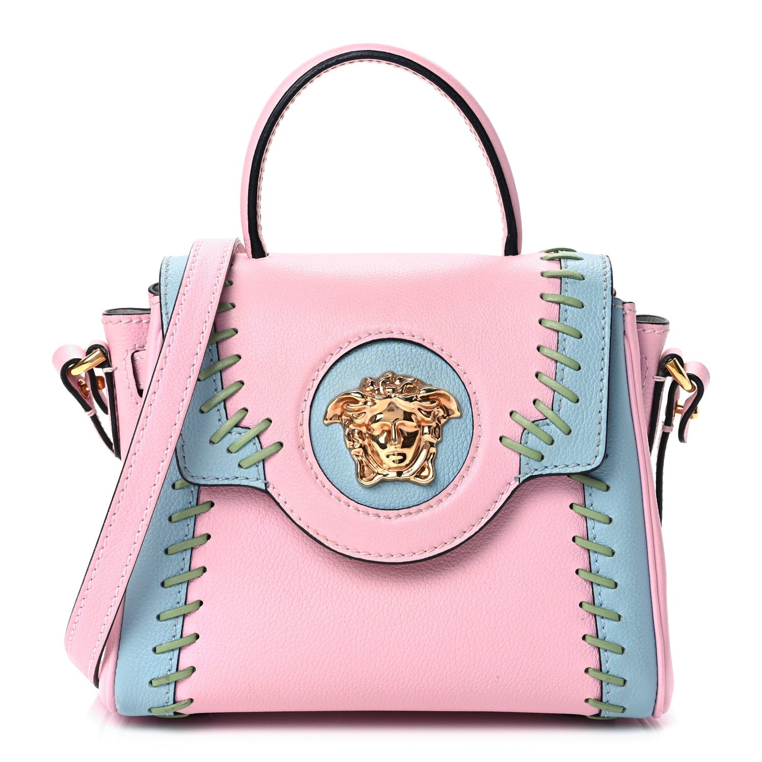 Versace Calfskin Whipstitch La Medusa Top Handle Handbag English Rose English Rose 1 of 13