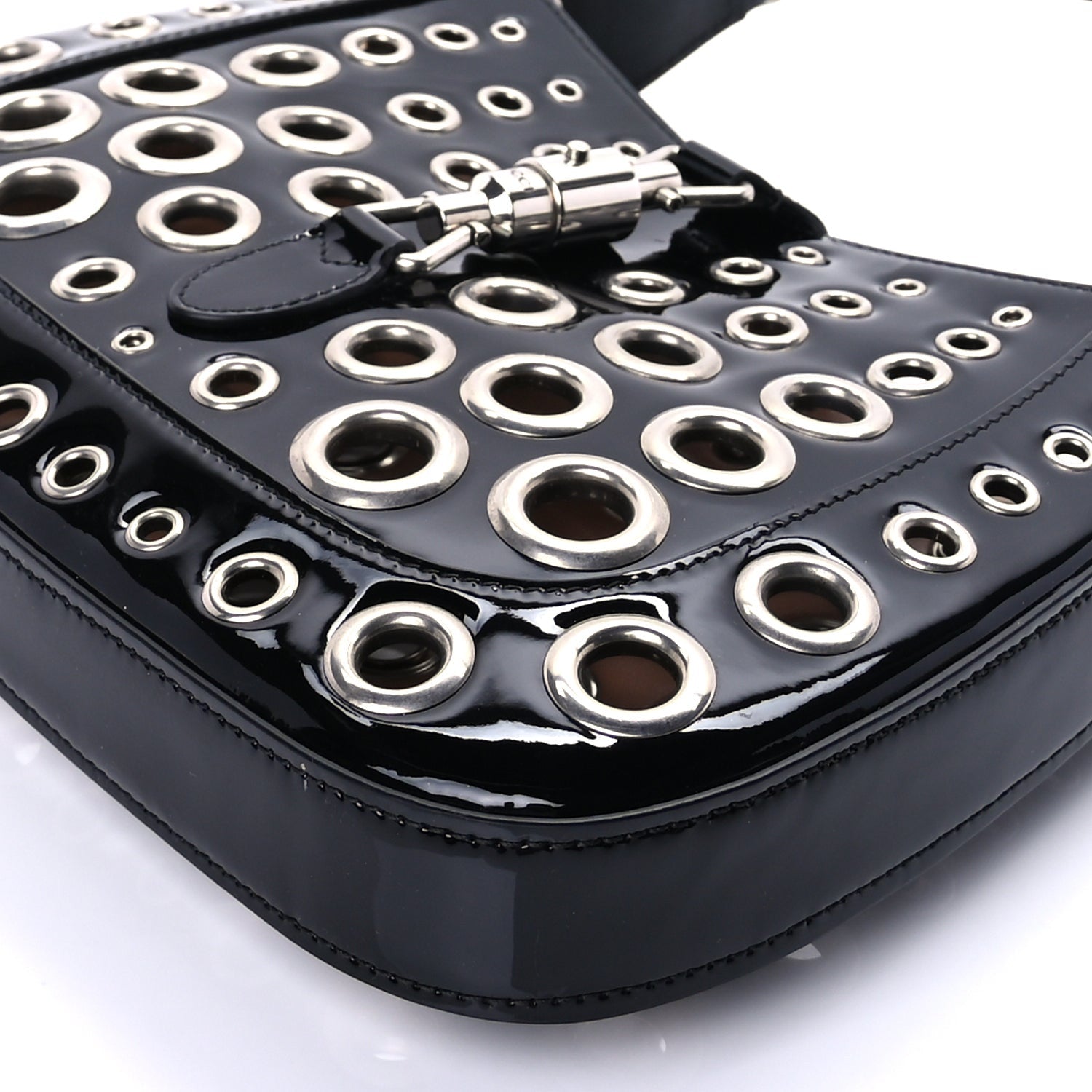 Gucci Patent Ha Ha Ha Jackie 1961 Eyelet Hobo Black 8 of 8