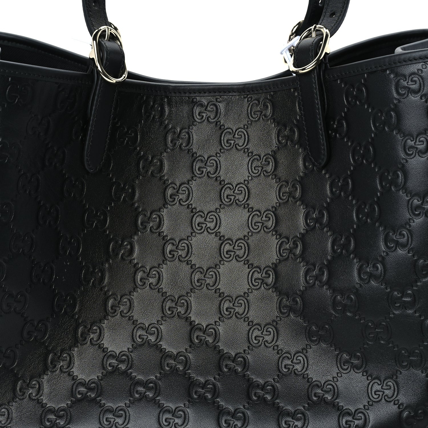 Gucci Calfskin GG Monogram Emblem Large Tote Bag  Black 6 of 8