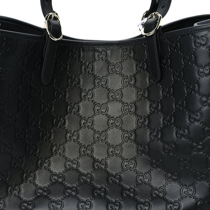 Gucci Calfskin GG Monogram Emblem Large Tote Bag  Black 6 of 8