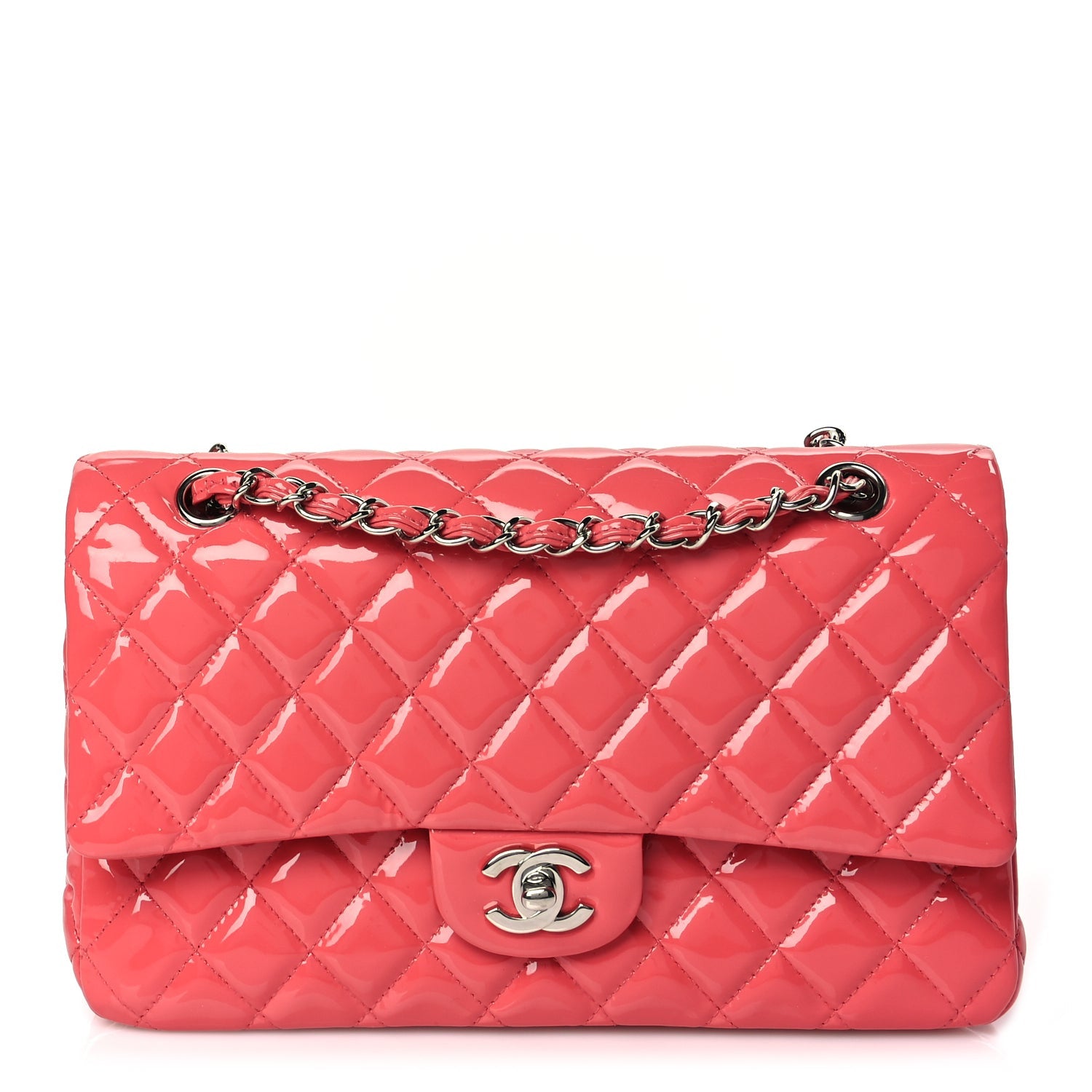 Chanel Patent Quilted Medium Double Flap Dark Pink 1 of 9