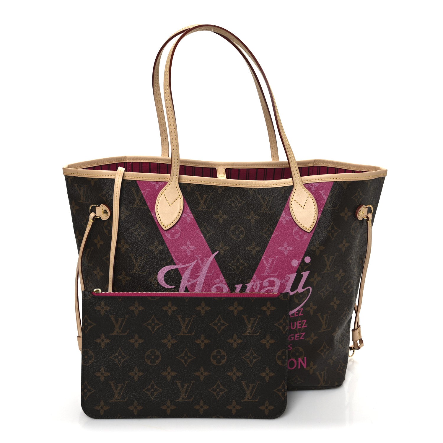 Louis Vuitton Monogram Hawaii V Neverfull MM Hot Pink 4 of 21
