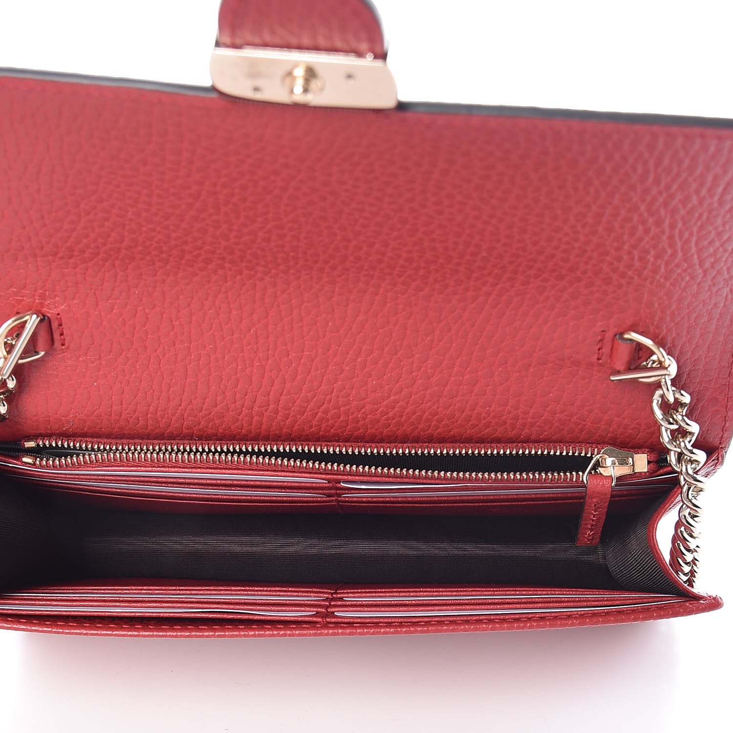 Gucci Dollar Calfskin Interlocking G Chain Wallet Red 7 of 11