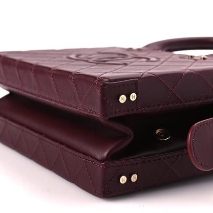 Chanel Calfskin Quilted Studded Square Vanity Case Burgundy 9 of 9