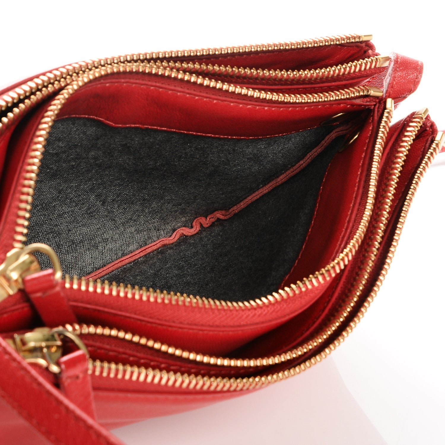 Celine Lambskin Small Trio Crossbody Bag Red 5 of 12