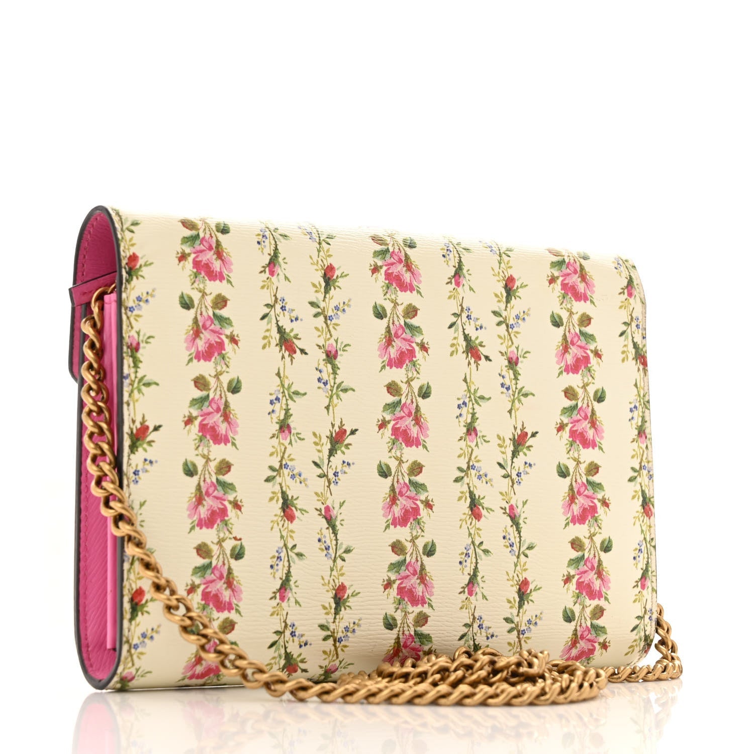 Gucci Calfskin Floral Print Mini Dionysus Chain Wallet Ivory Pink 3 of 7