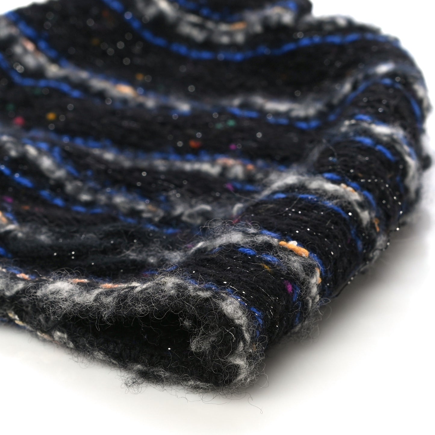 Wool Tweed Beanie Hat Black