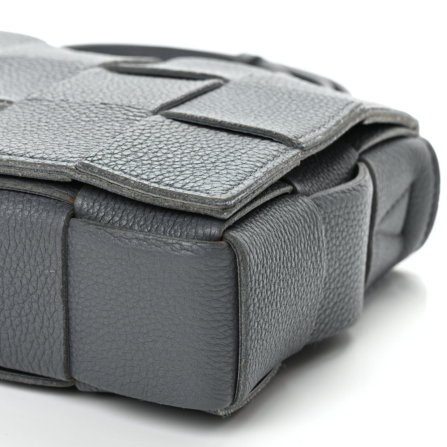 Grained Calfskin Maxi Intrecciato Cassette Crossbody Bag Thunder