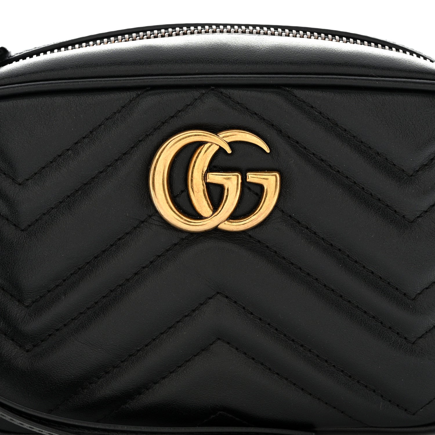 Gucci Calfskin Matelasse Mini GG Marmont Chain Shoulder Bag Black 9 of 12