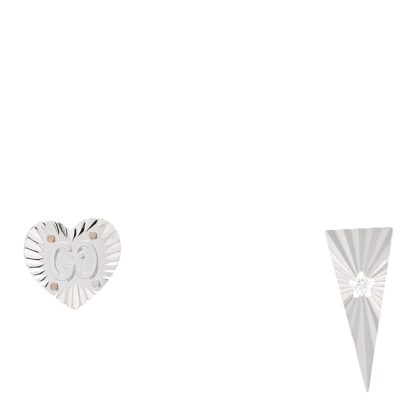 18K White Gold Diamond Icon Asymmetric Stud Earrings