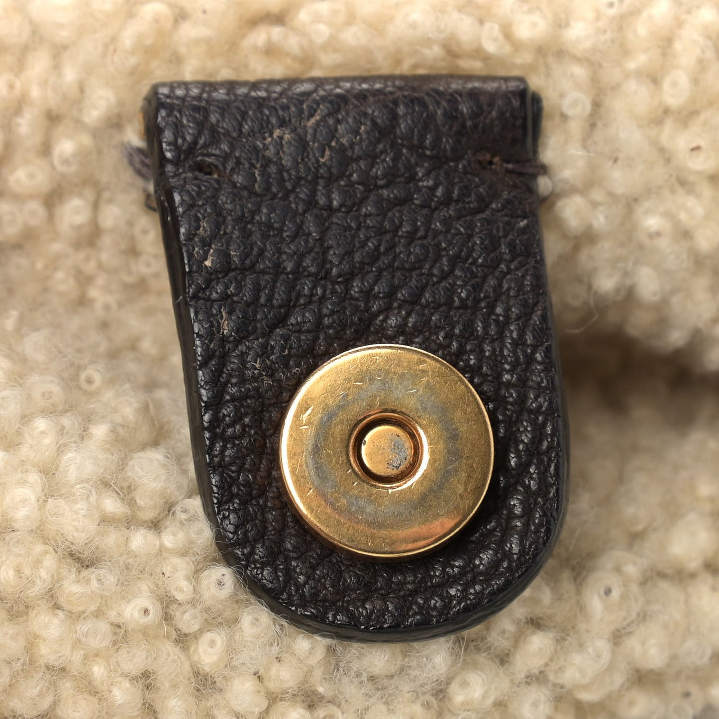 Suede Shearling Studded Tote Brown