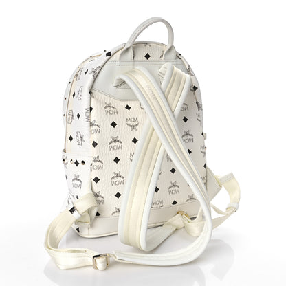 MCM Visetos Swarovski Studded Small Diamond Backpack White 3 of 8