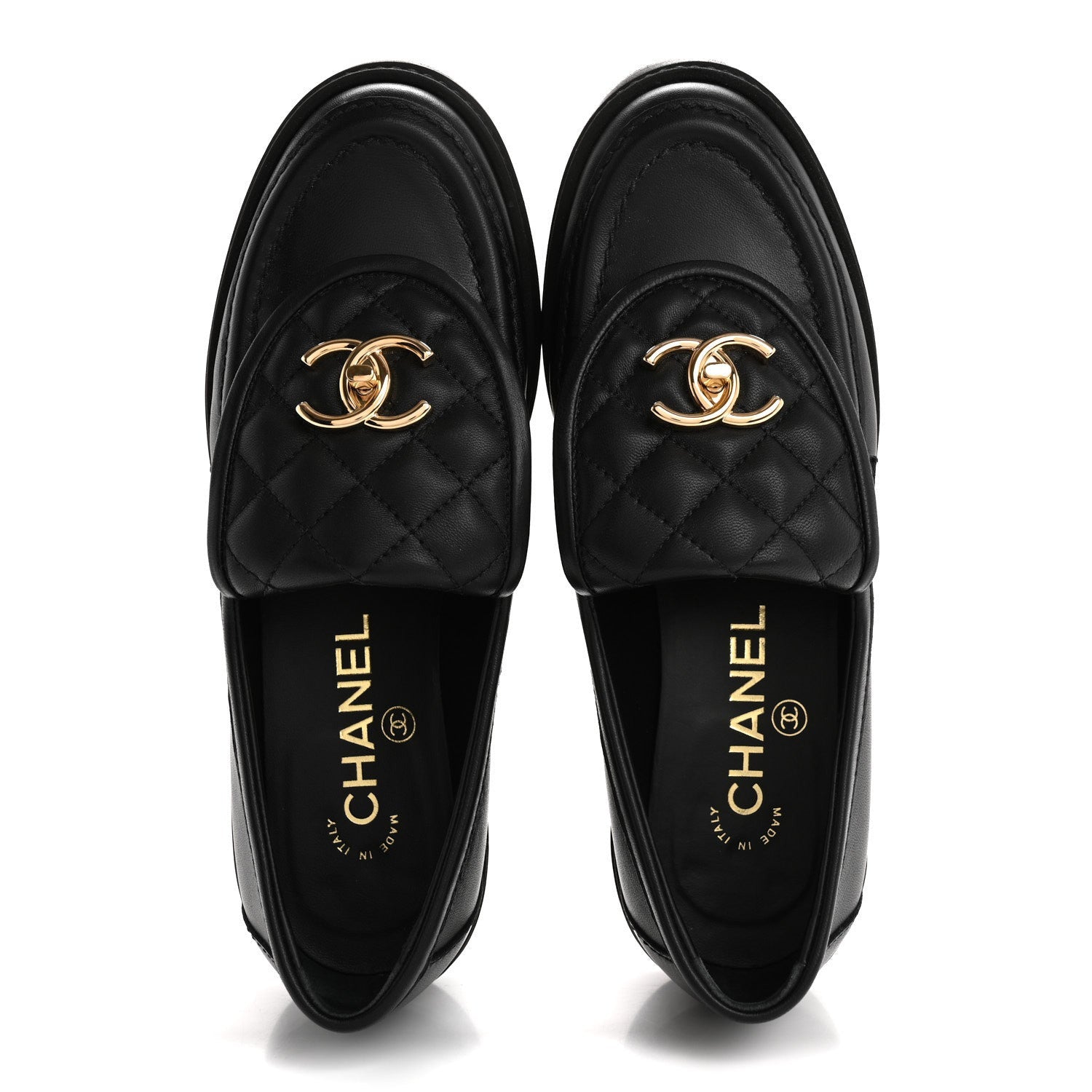 Chanel Lambskin Quilted CC TurnLock Loafers 36 Black 2 of 7