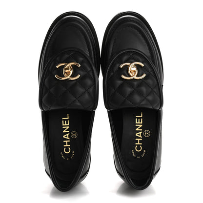 Chanel Lambskin Quilted CC TurnLock Loafers 36 Black 2 of 7