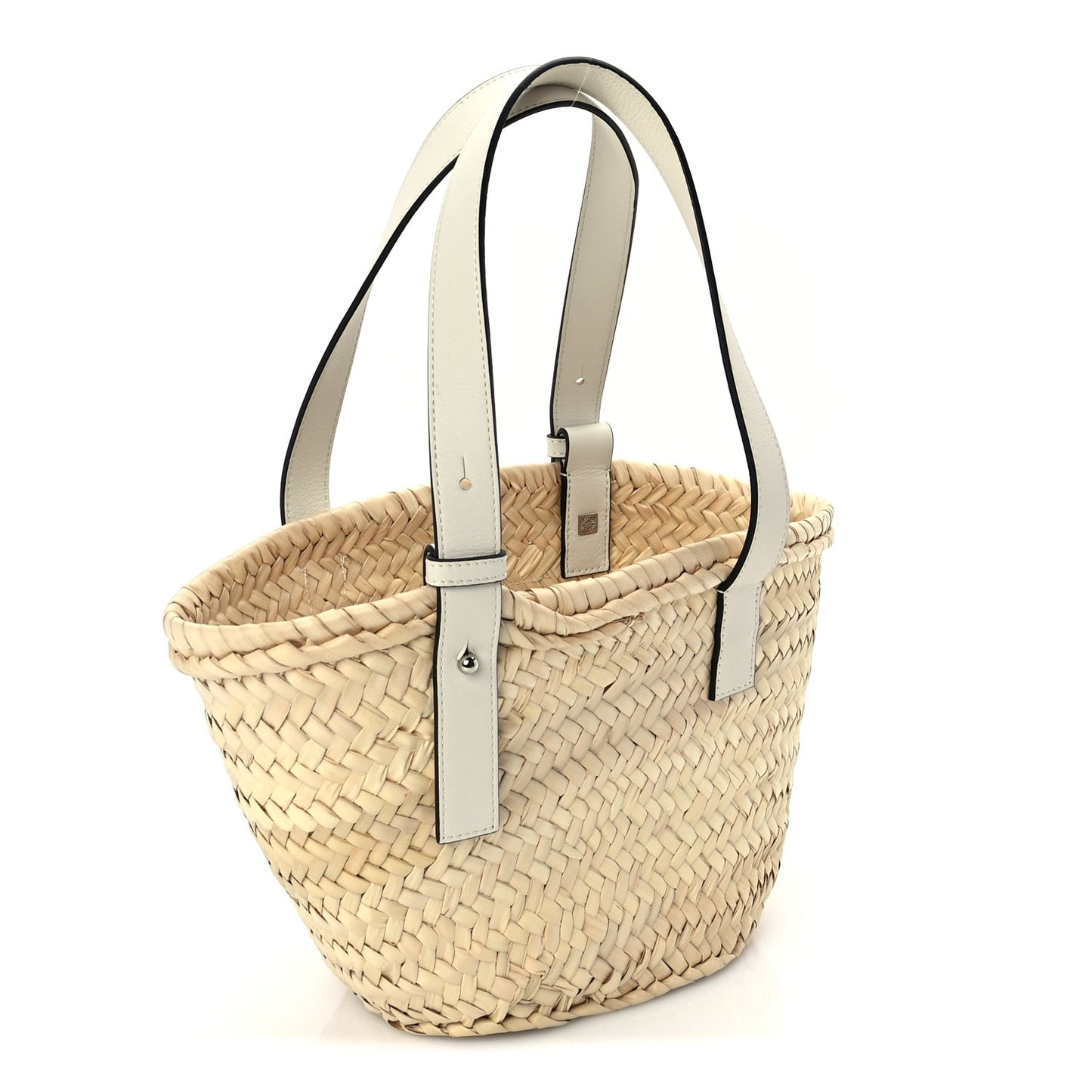 Raffia Small Basket Tote Bag  Natural White