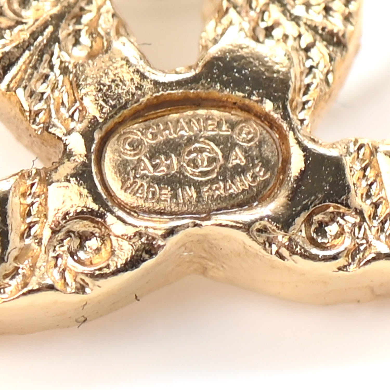 Chanel Metal Textured CC Earrings Gold 4 of 4