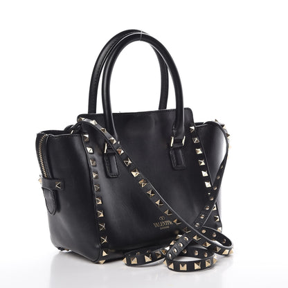 Valentino Garavani Vitello Mini Rockstud Double Handle Tote Black 4 of 11