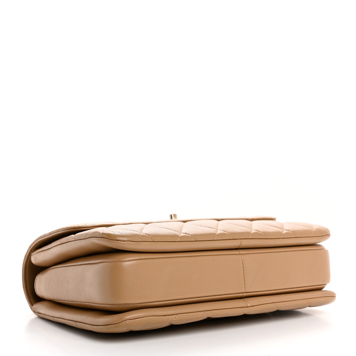 Lambskin Quilted Medium Trendy CC Flap Dual Handle Bag Camel