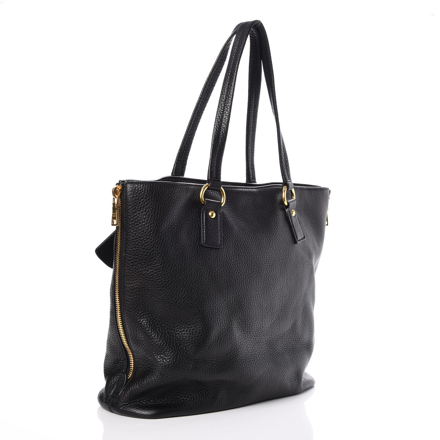 Prada Vitello Daino Side Zip Tote Black 3 of 7