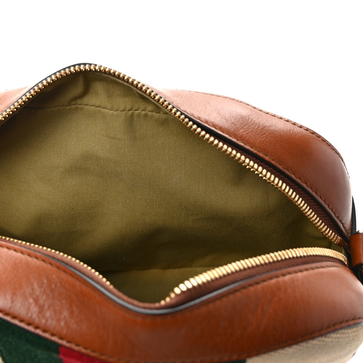 Vintage Canvas Web Shoulder Bag Sand Cuir