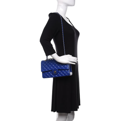 Chanel Lambskin Quilted Medium Double Flap Blue 2 of 9