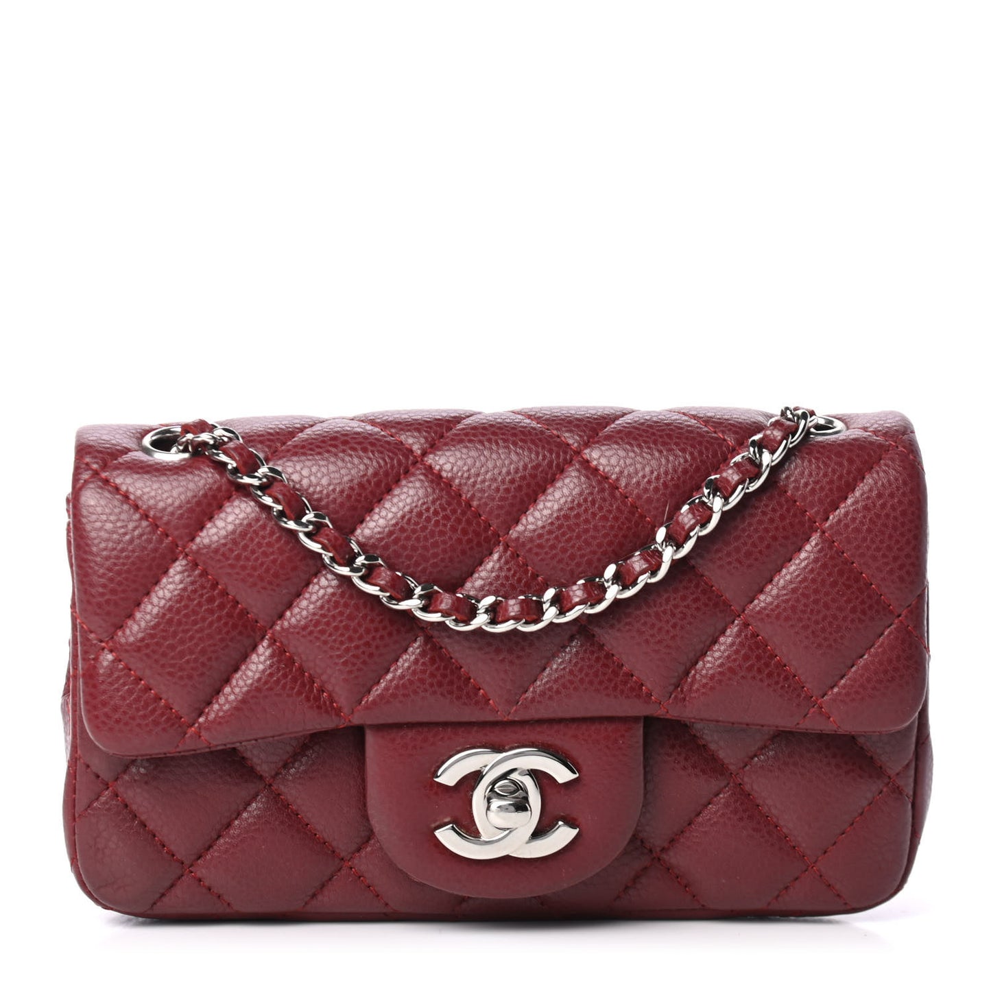 Caviar Quilted Extra Mini Flap Burgundy