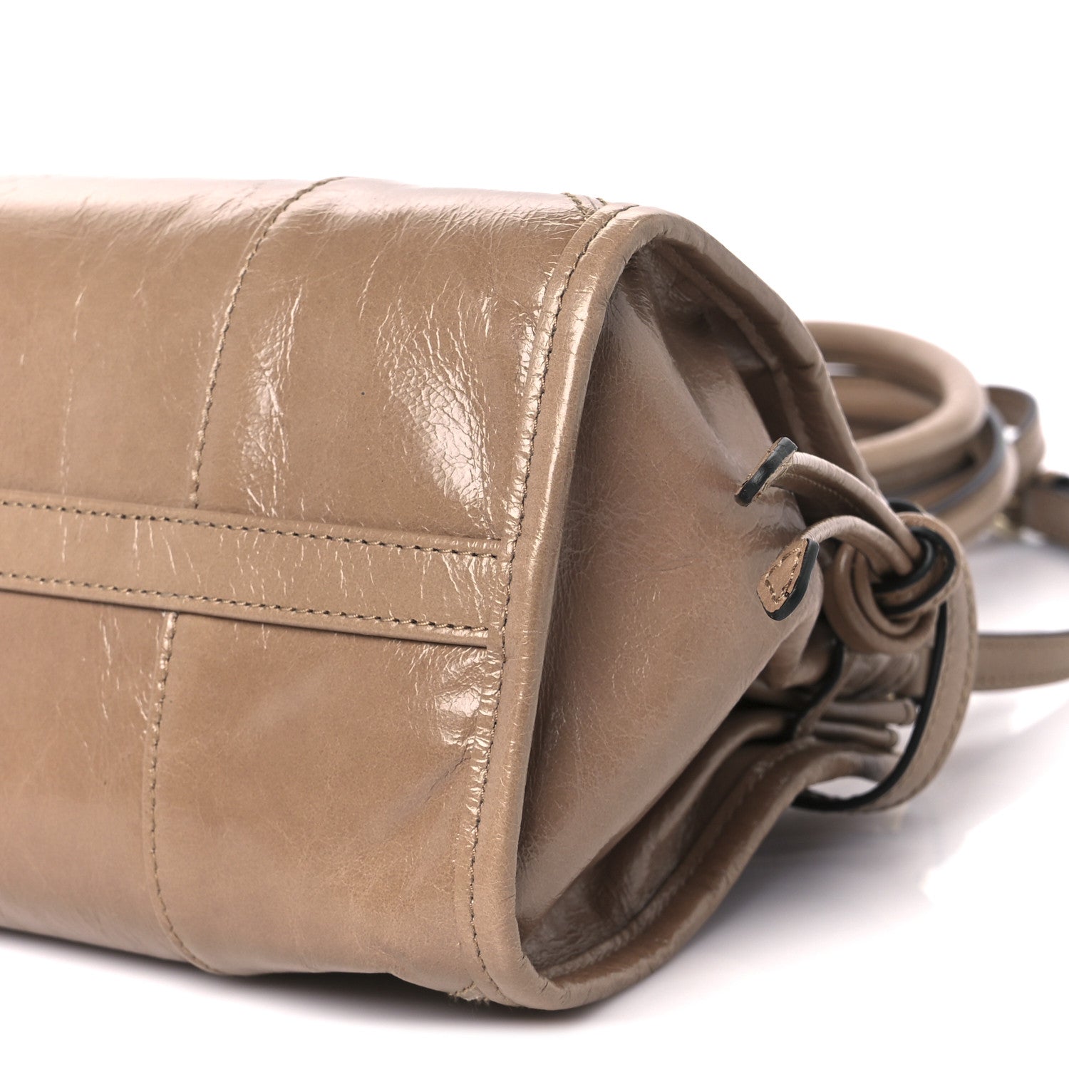 Prada Glossy Calfskin Triangle Medium Bonnie Shoulder Bag Cameo 10 of 10