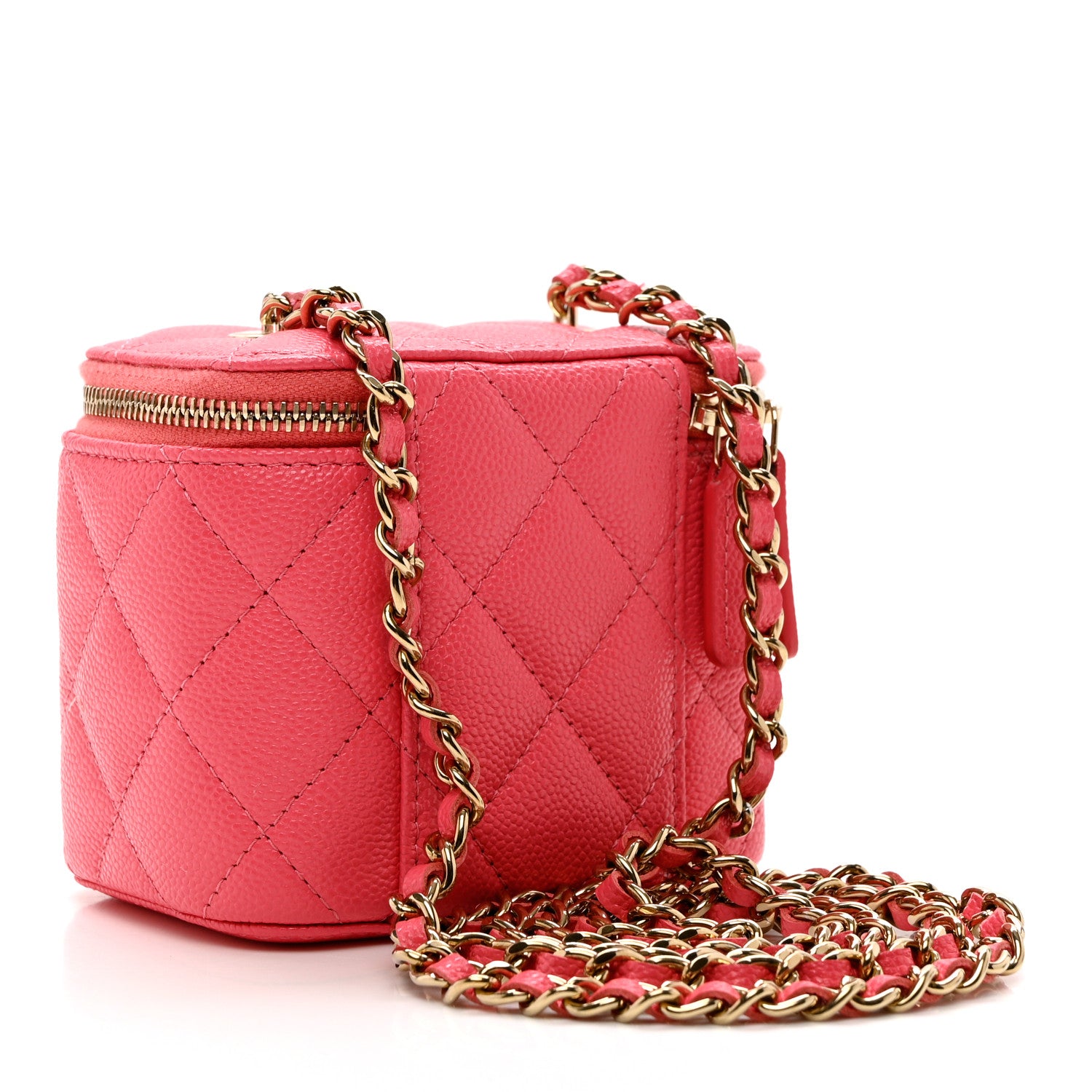 Chanel Caviar Quilted Mini Vanity Case With Chain Dark Pink 2 of 6