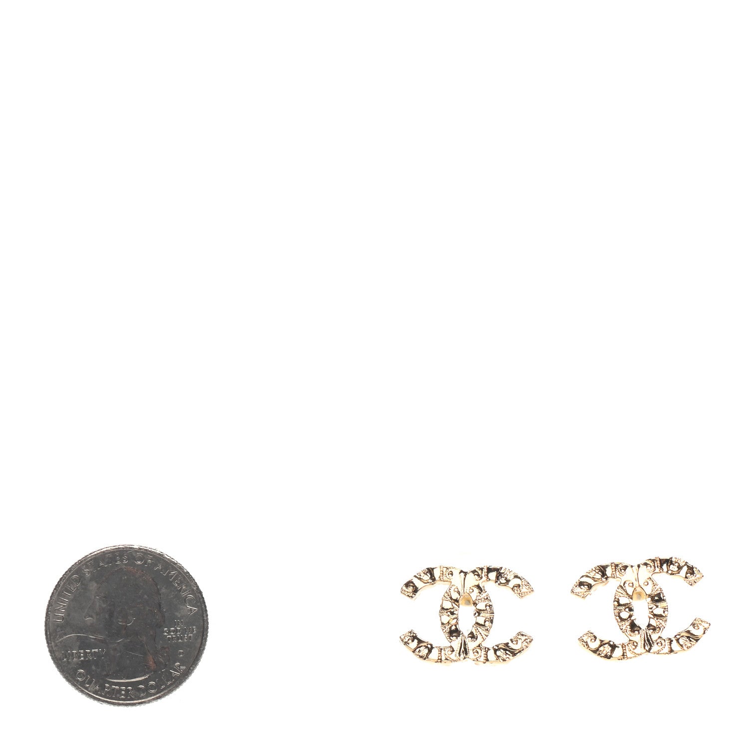Chanel Metal Textured CC Earrings Gold 2 of 4