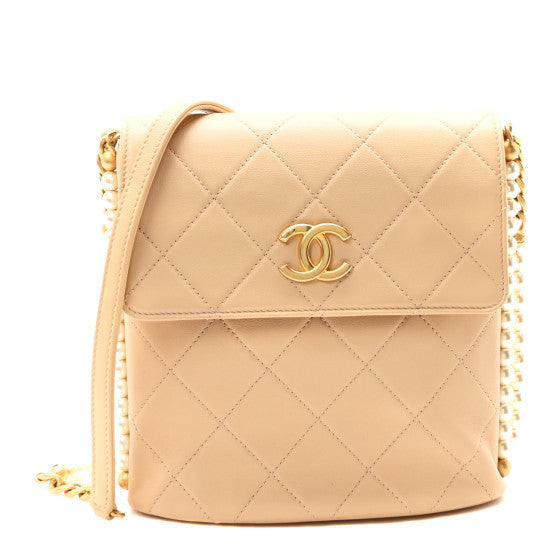 Chanel Calfskin Quilted Pearl Small Hobo Bag Beige 1 of 1