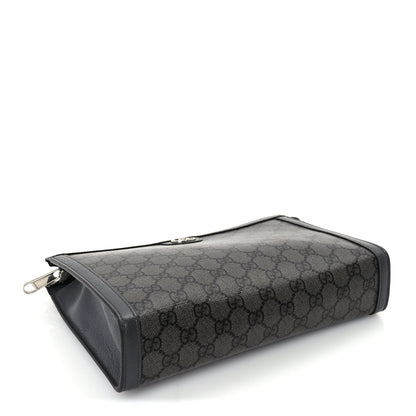 Gucci GG Supreme Monogram Textured Dollar Calfskin Ophidia Wristlet Pouch  Grey Black Graphite Grey 4 of 7
