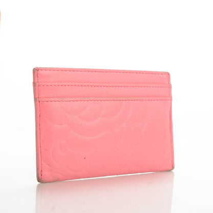 Chanel Lambskin Camellia Embossed Card Holder Pink 7 of 13