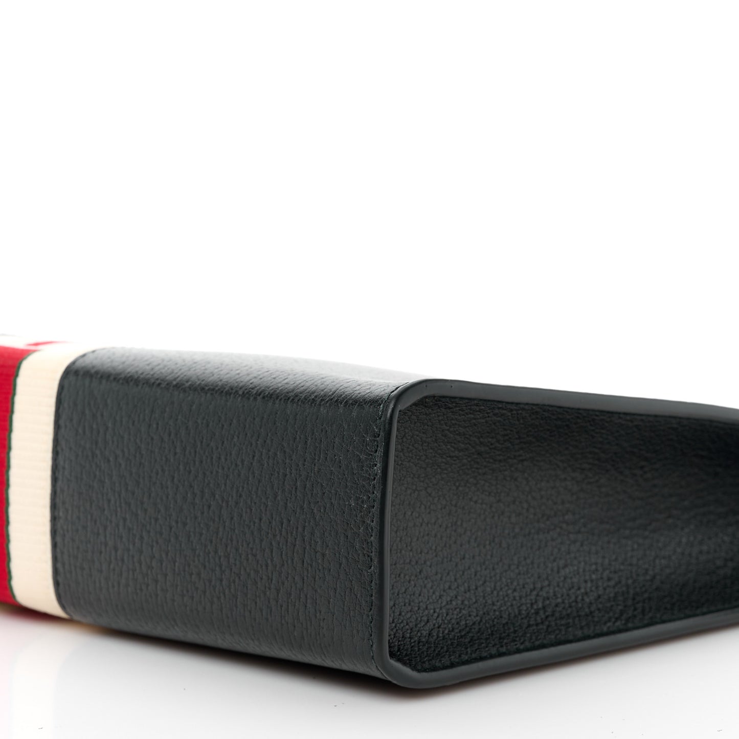 Textured Dollar Calfskin Nylon Gucci Stripe New Web Cosmetic Case Black Ecru Verde Rosso